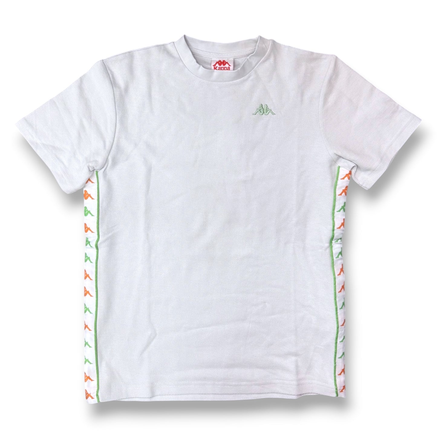 KAPPA- T-shirt Uomo con banda laterale bianca/arancione/verde, Col.Grigio ghiaccio