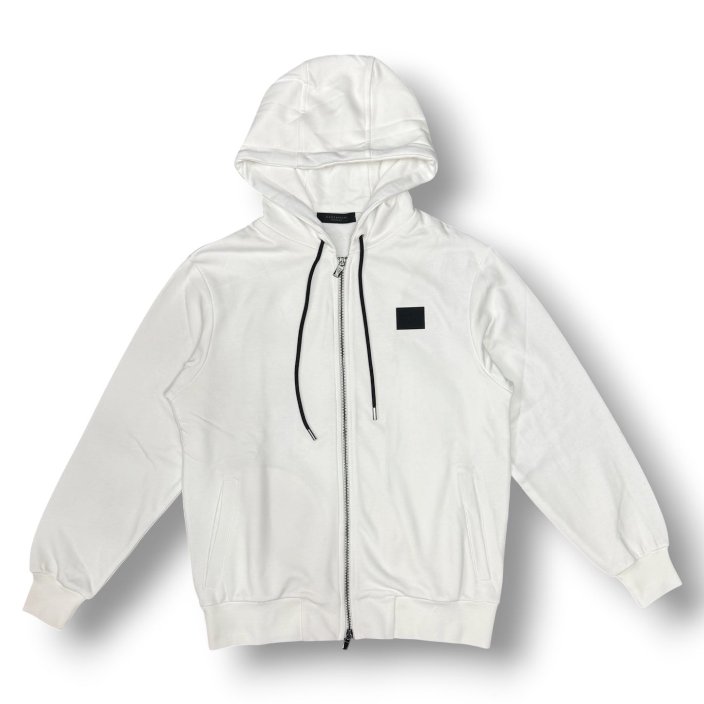 GAZZARRINI- Felpa estiva Uomo, con cappuccio e zip, tex.cotone garzato, col.Bianco