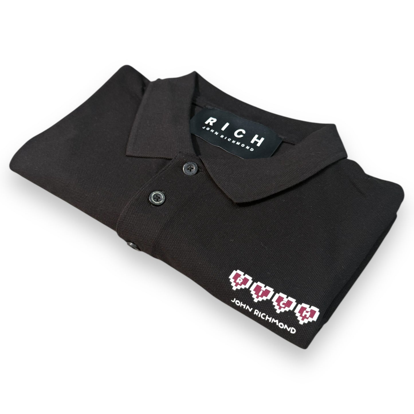 Polo RICHMOND Uomo,con stampa cuori ,Col.Nero