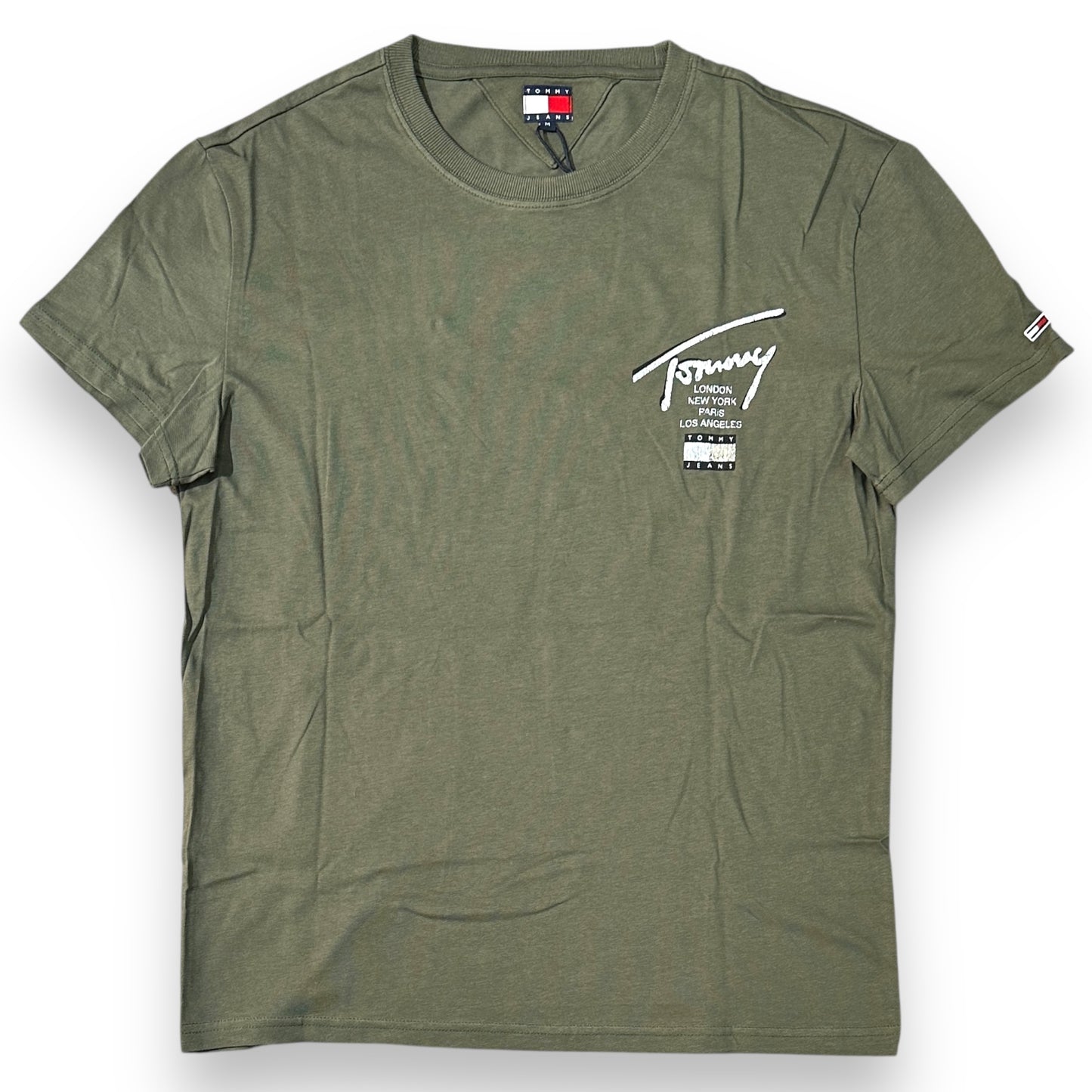 T-shirt TOMMY JEANS, con stampa lato cuore e dietro la schiena, Col.Verde