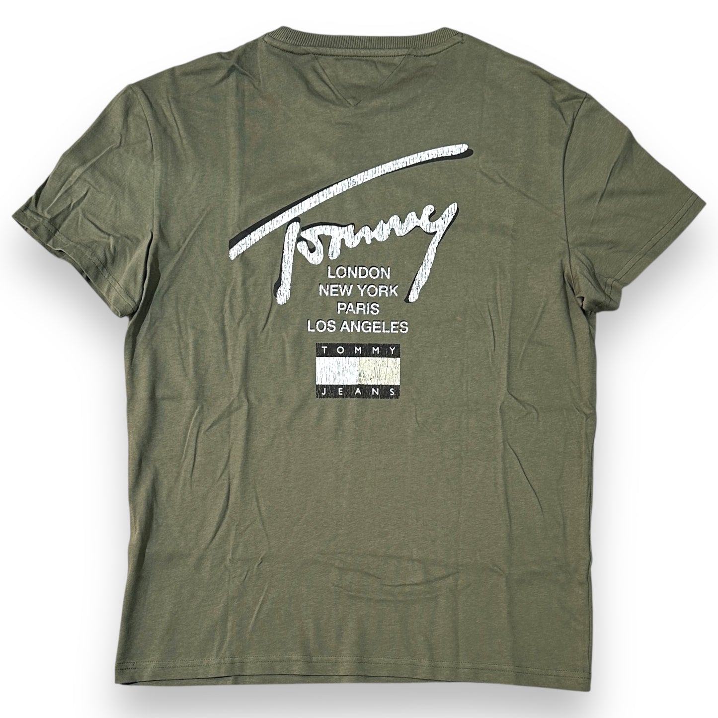 T-shirt TOMMY JEANS, con stampa lato cuore e dietro la schiena, Col.Verde
