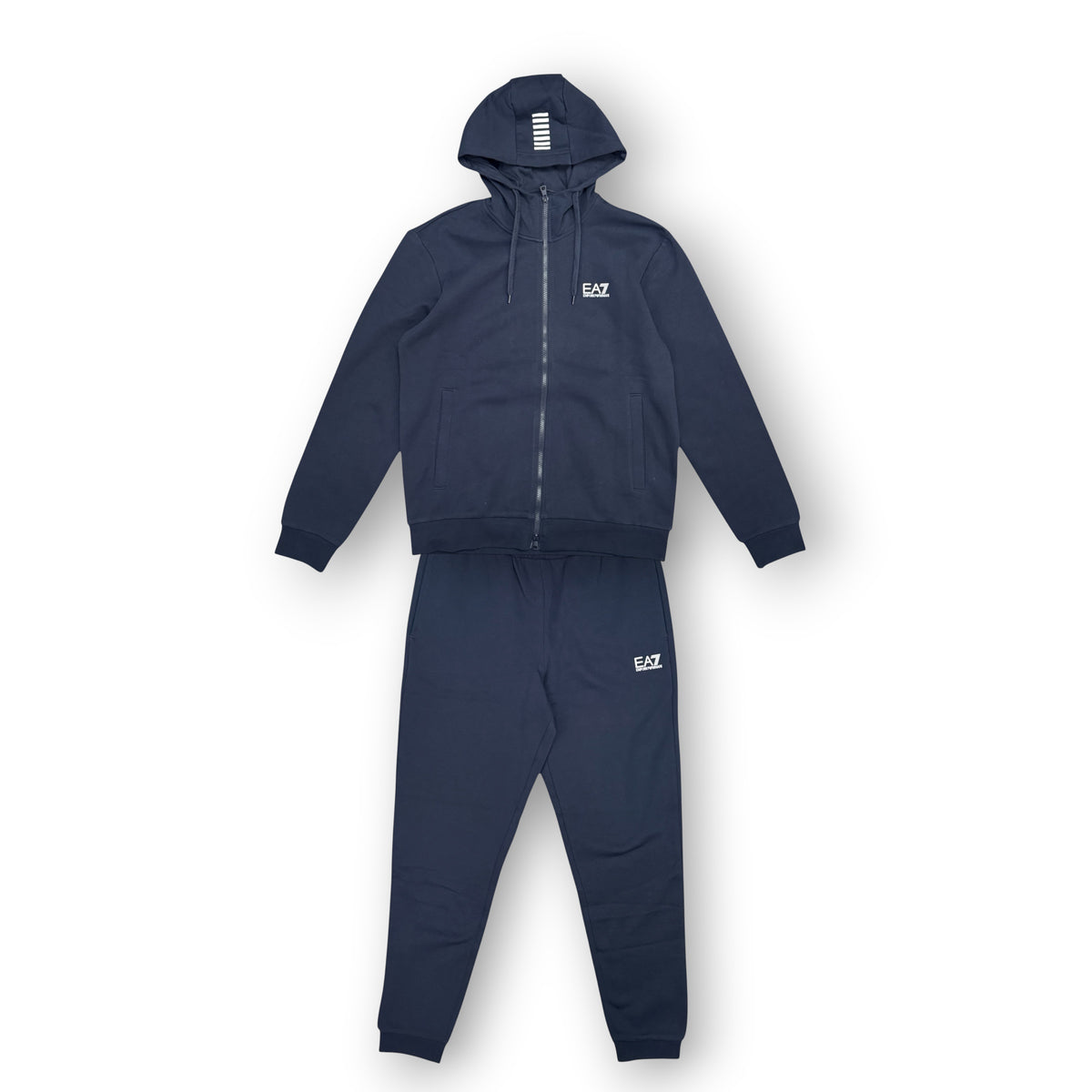 EA7 - Tuta completa Uomo, con logo gommato lato cuore, con cappuccio, tex.felpato, Col.Blu