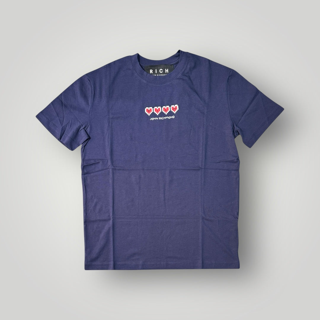 T-shirt RICHMOND Uomo, con stampa frontale, Col. Blu (cuori)