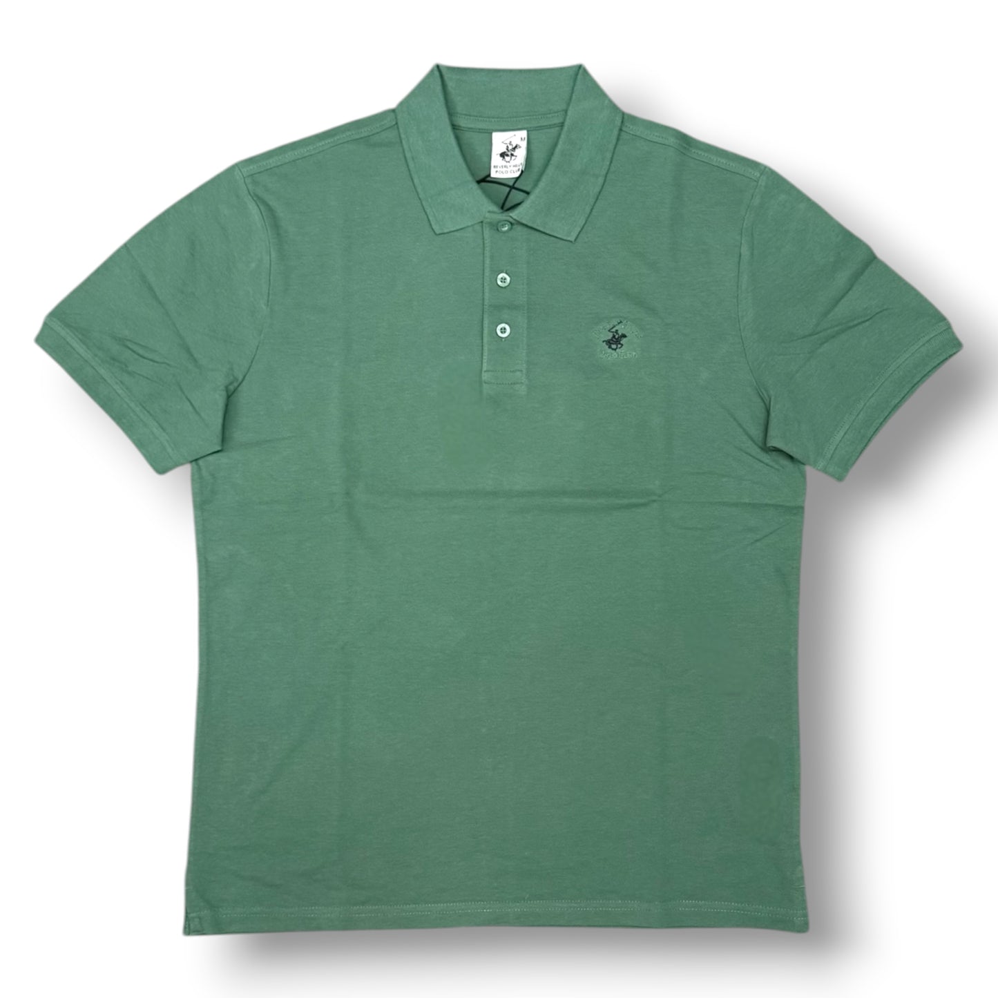 BEVERLY HILLS POLO CLUB- Polo Uomo con logo ricamato lato cuore, col.Verde