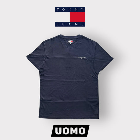 TOMMY JEANS - T-Shirt Uomo con logo lato cuore, Col.Blu