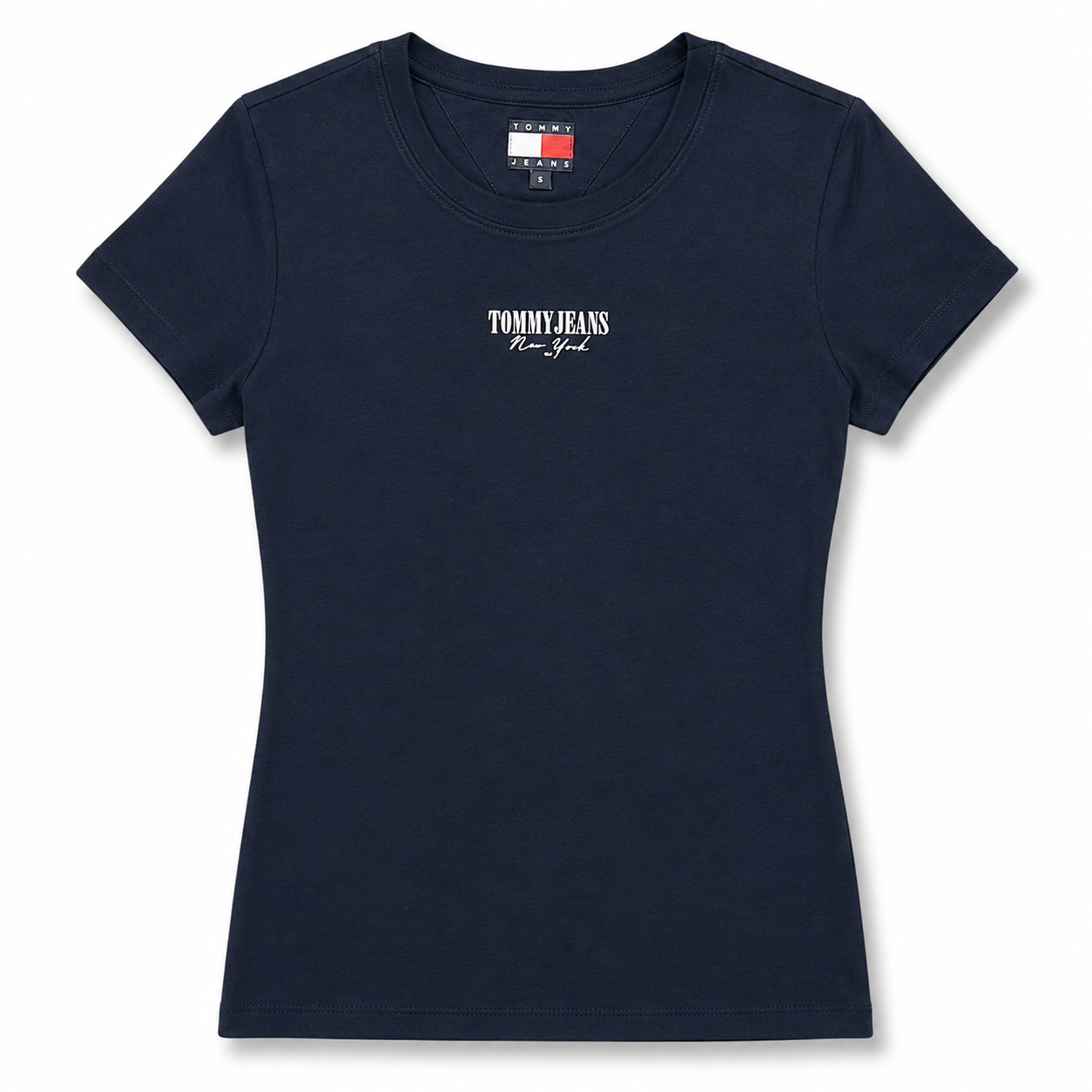 TOMMY JEANS- T-shirt Donna, con stampa frontale, Slim Fit, col.Blu