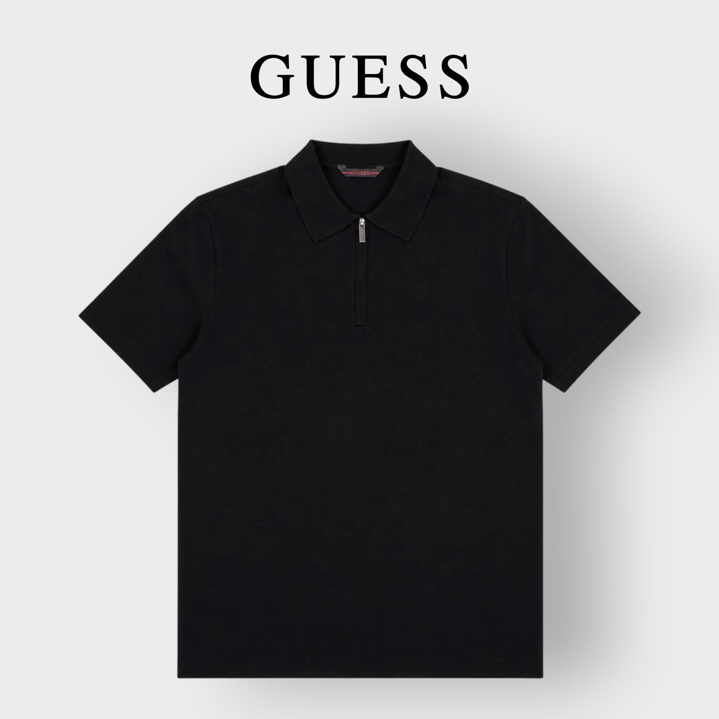 GUESS- Polo Uomo, in filo, Regular Fit, col.Nero