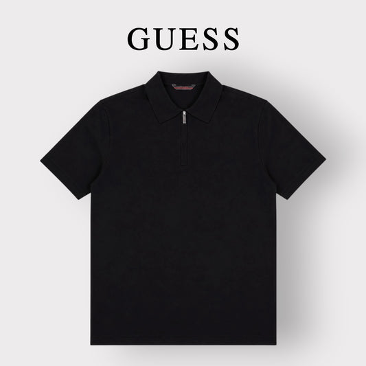 GUESS- Polo Uomo, in filo, Regular Fit, col.Nero