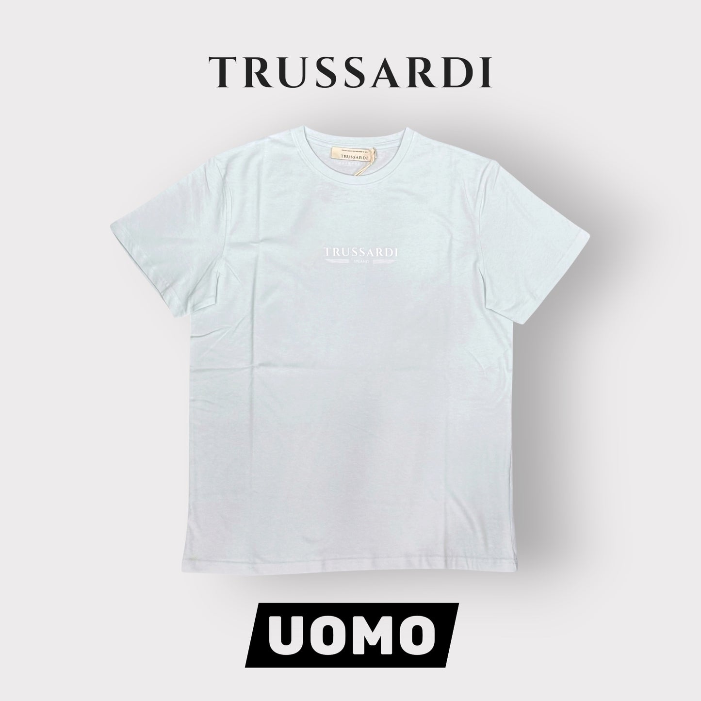 TRUSSARDI - T-Shirt Uomo con scritta frontale gommata, Col.Azzurro