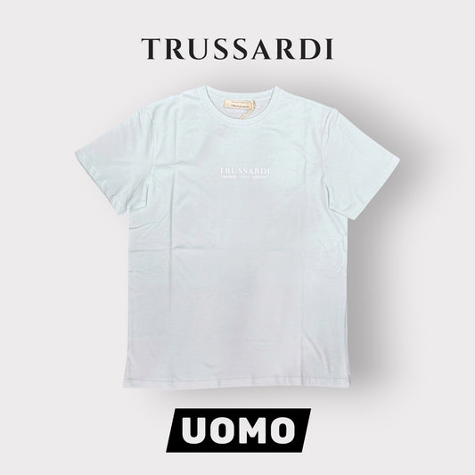 TRUSSARDI - T-Shirt Uomo con scritta frontale gommata, Col.Azzurro