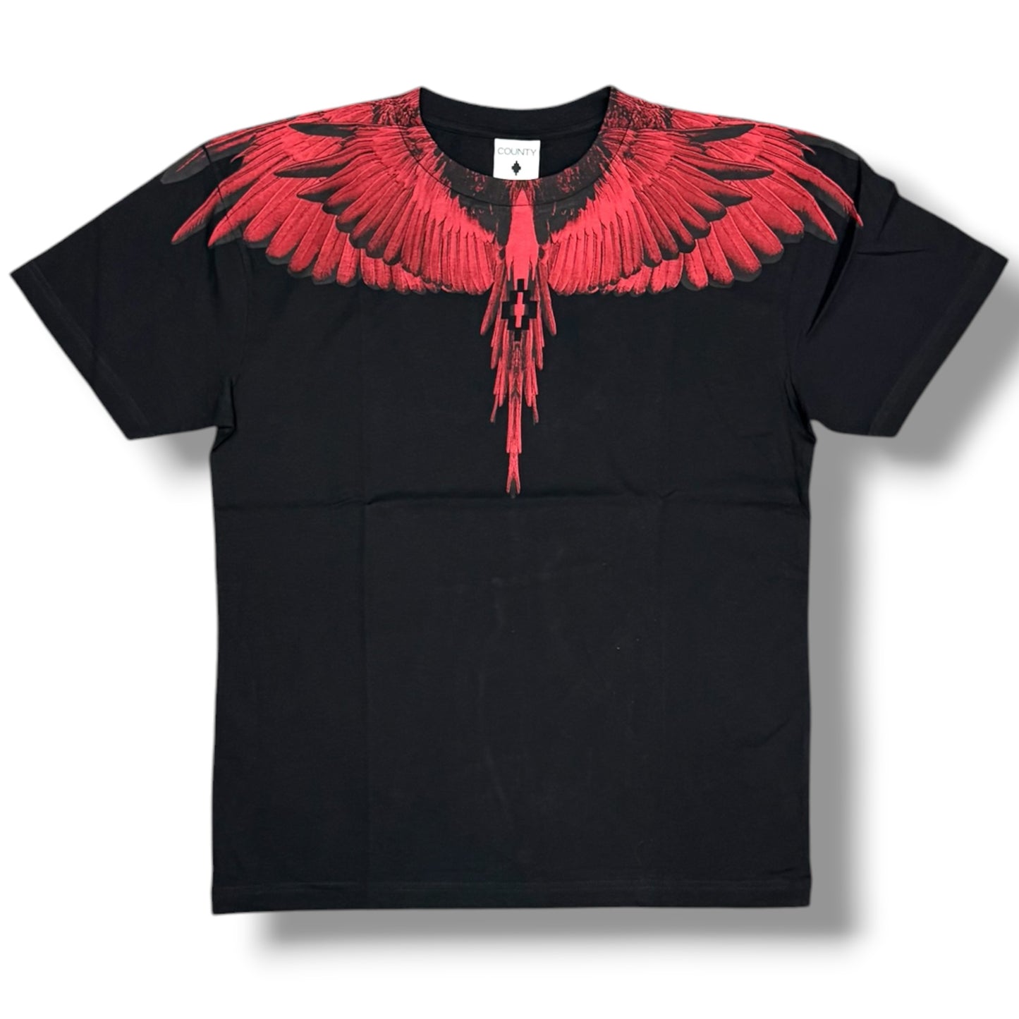 COUNTY OF MILAN- T-Shirt Uomo, (veste comoda), Col.Nero/rossa