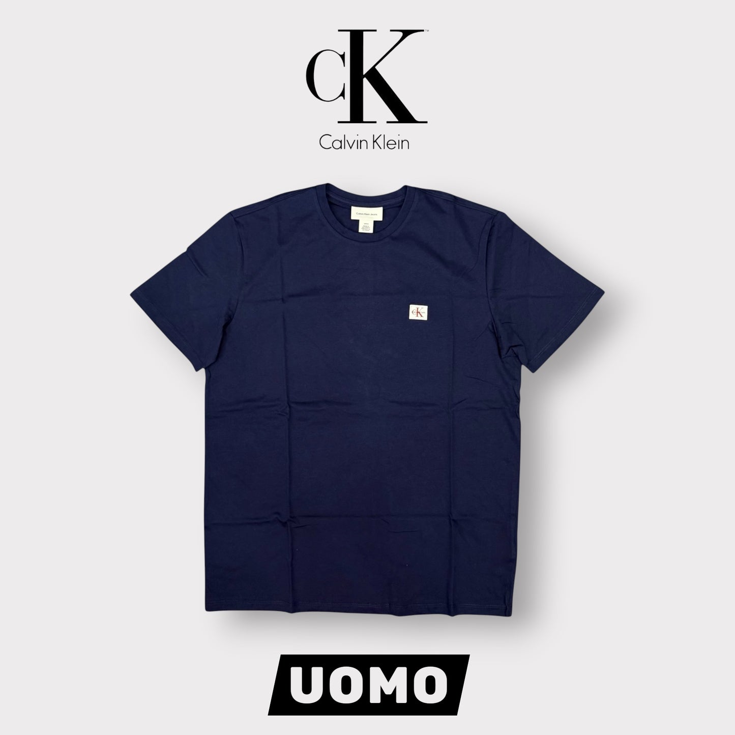 CALVIN KLEIN - T-Shirt Uomo con logo quadrato lato cuore, Col.Blu scuro