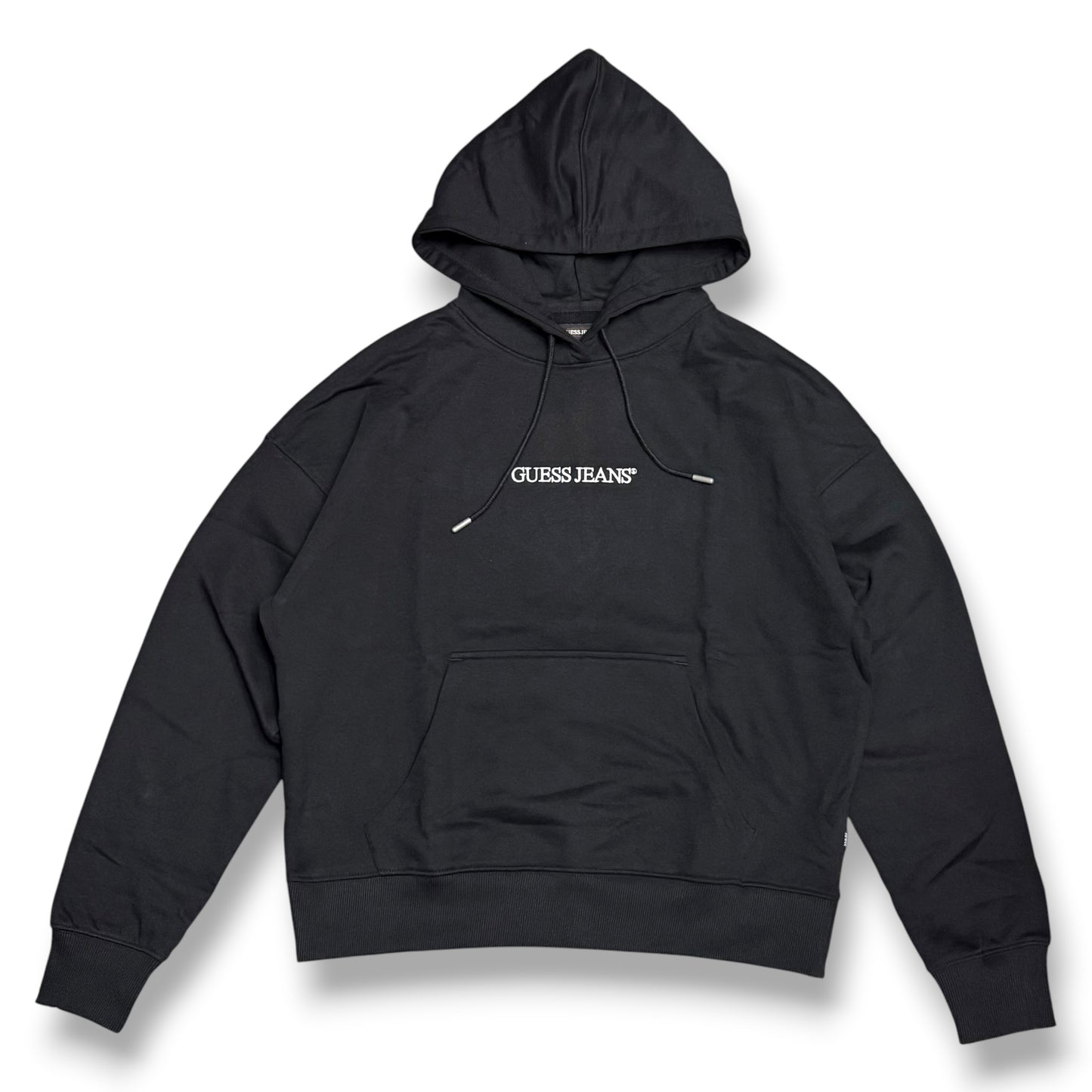 GUESS-Felpa estiva Donna, con cappuccio e ricamo frontale, tex.cotone garzato, Col.Nero