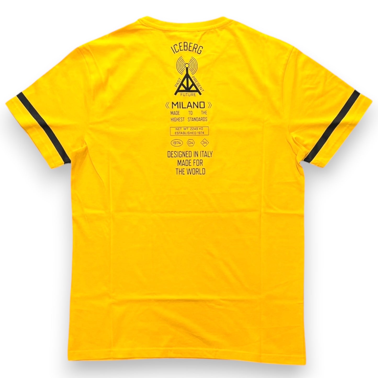 ICEBERG BEACHWEAR- T-shirt Uomo, stampa frontale e sulla schiena, col.Giallo