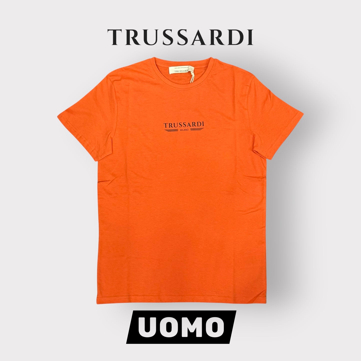 TRUSSARDI - T-Shirt Uomo con scritta frontale gommata, Col.Arancione