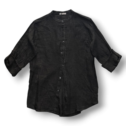 Camicia senza colletto, Tex.Lino, Col.Nero