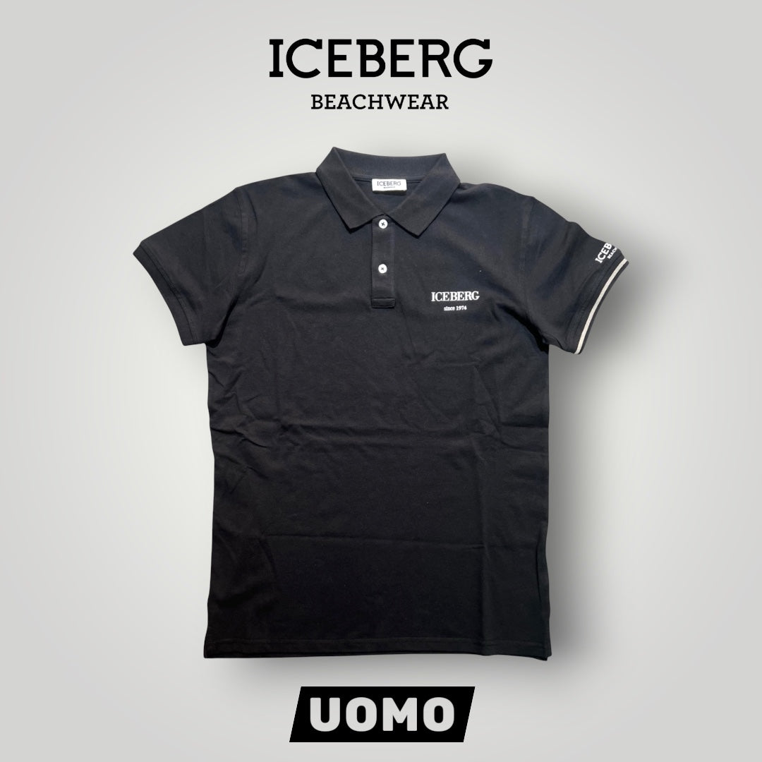 ICEBERG BEACHWEAR- Polo Uomo, Regular Fit, Col.Nero
