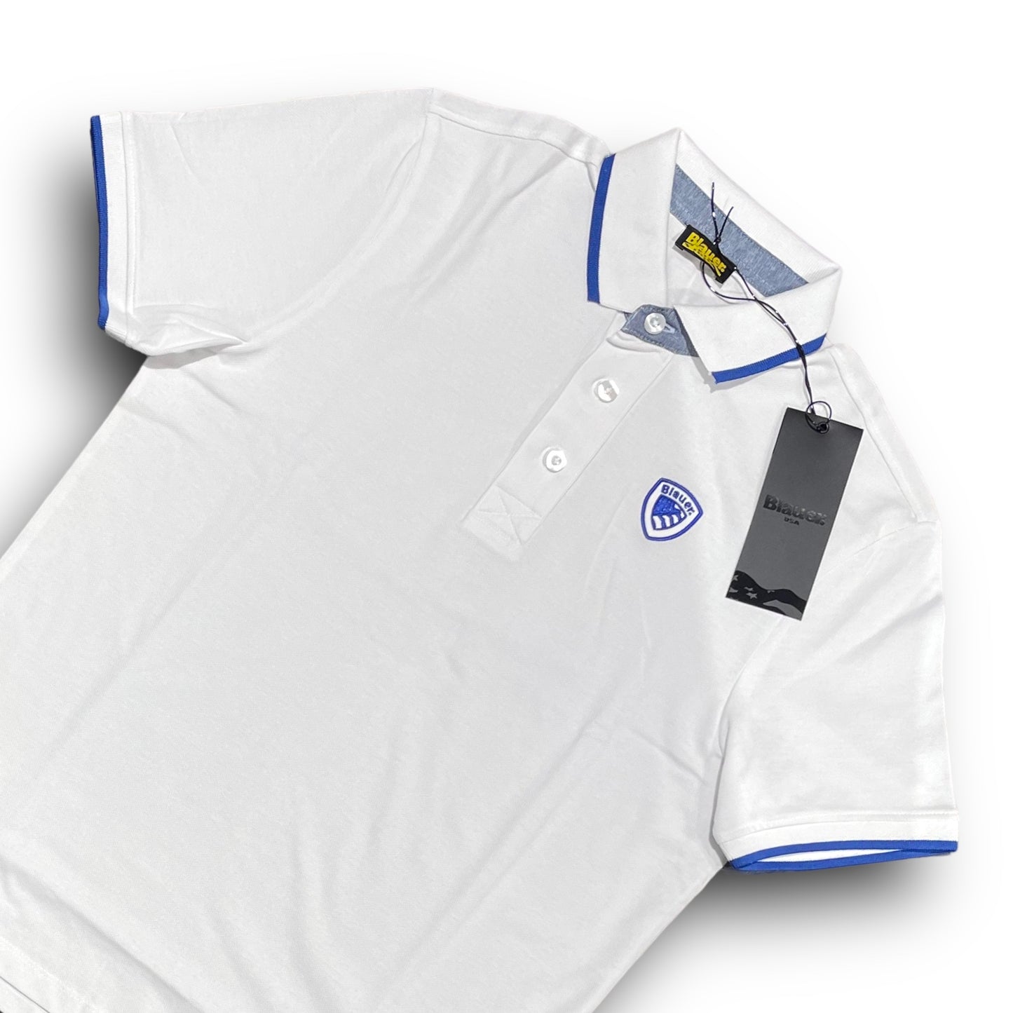 Polo BLAUER Uomo piquet, RegulrFit, col.Bianco