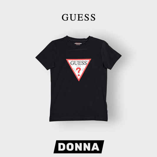 GUESS JEANS- T-shirt Donna, SlimFit, con stampa frontale, col.Nero