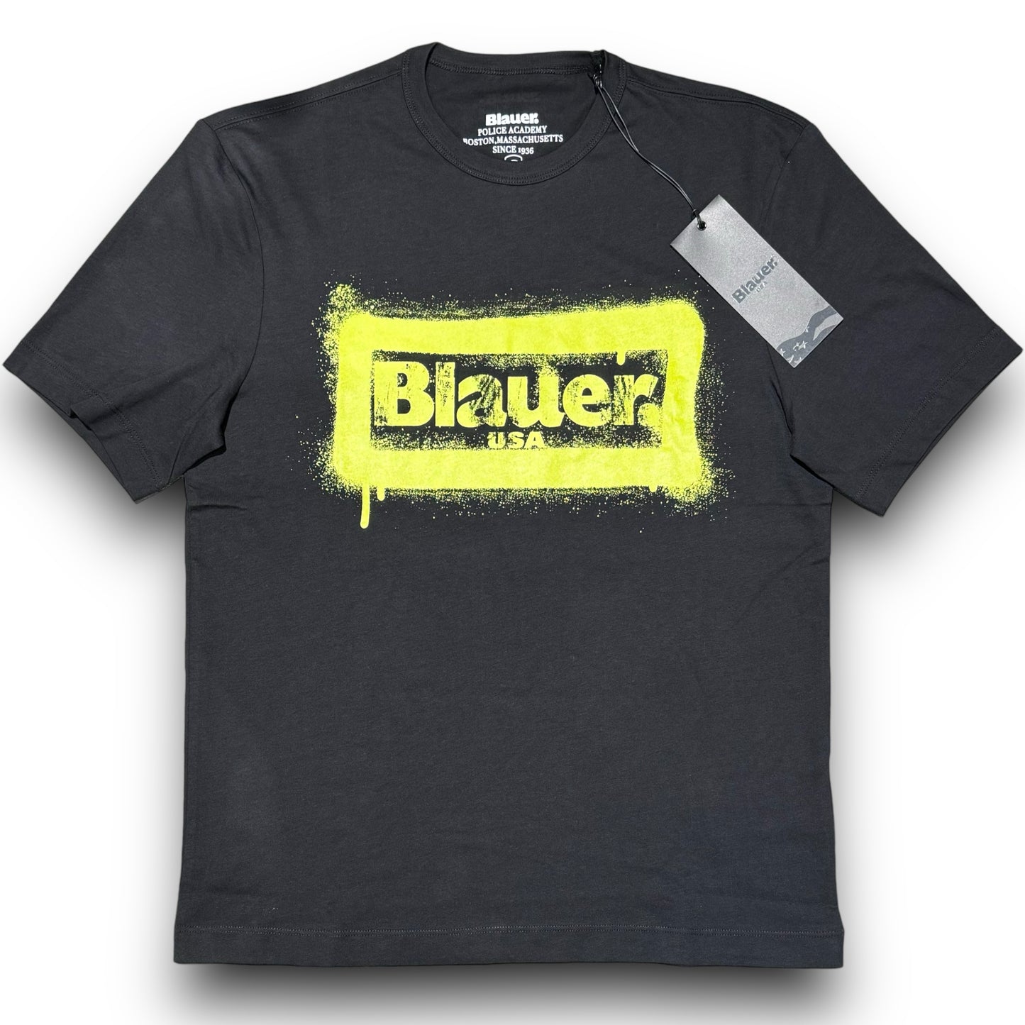 T-shirt BLAUER Uomo nera con stampa frontale, RegulrFit
