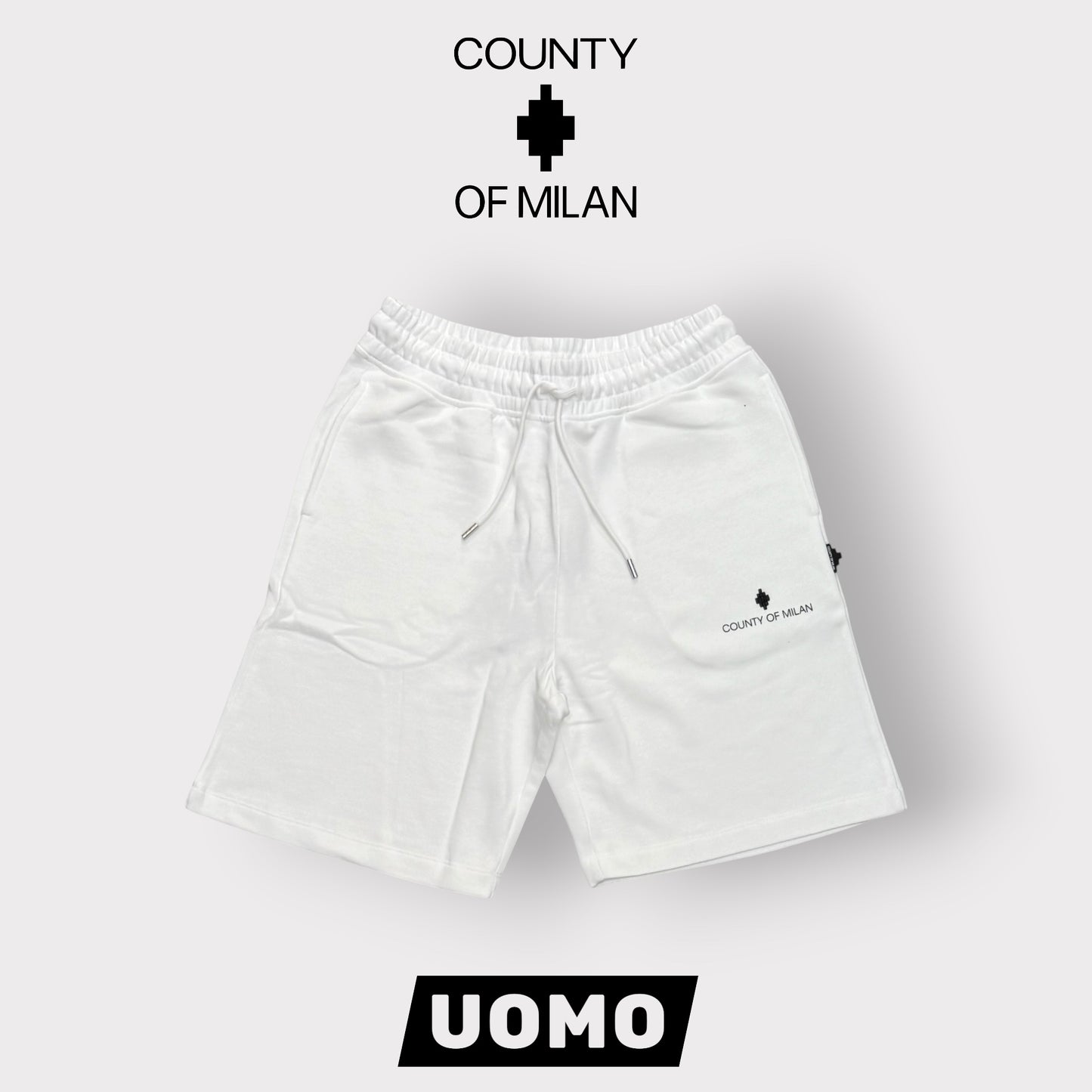 COUNTY OF MILAN- Bermuda Uomo con logo sulla gamba, Col.Bianco