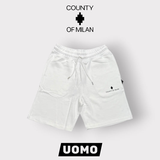 COUNTY OF MILAN- Bermuda Uomo con logo sulla gamba, Col.Bianco