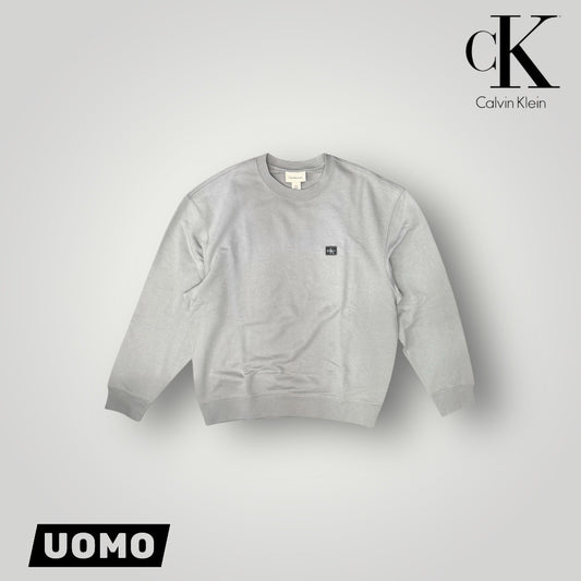 Felpa CALVIN KLEIN Uomo girocollo, tex. garzato, col.Grigio (targhetta lato cuore CK Calvin Klein),(Oversize)