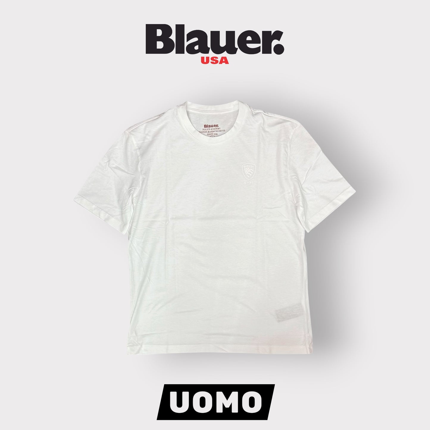 BLAUER- T-shirt, RegularFit, con logo lato cuore, mod.Eutaw, col.Bianco