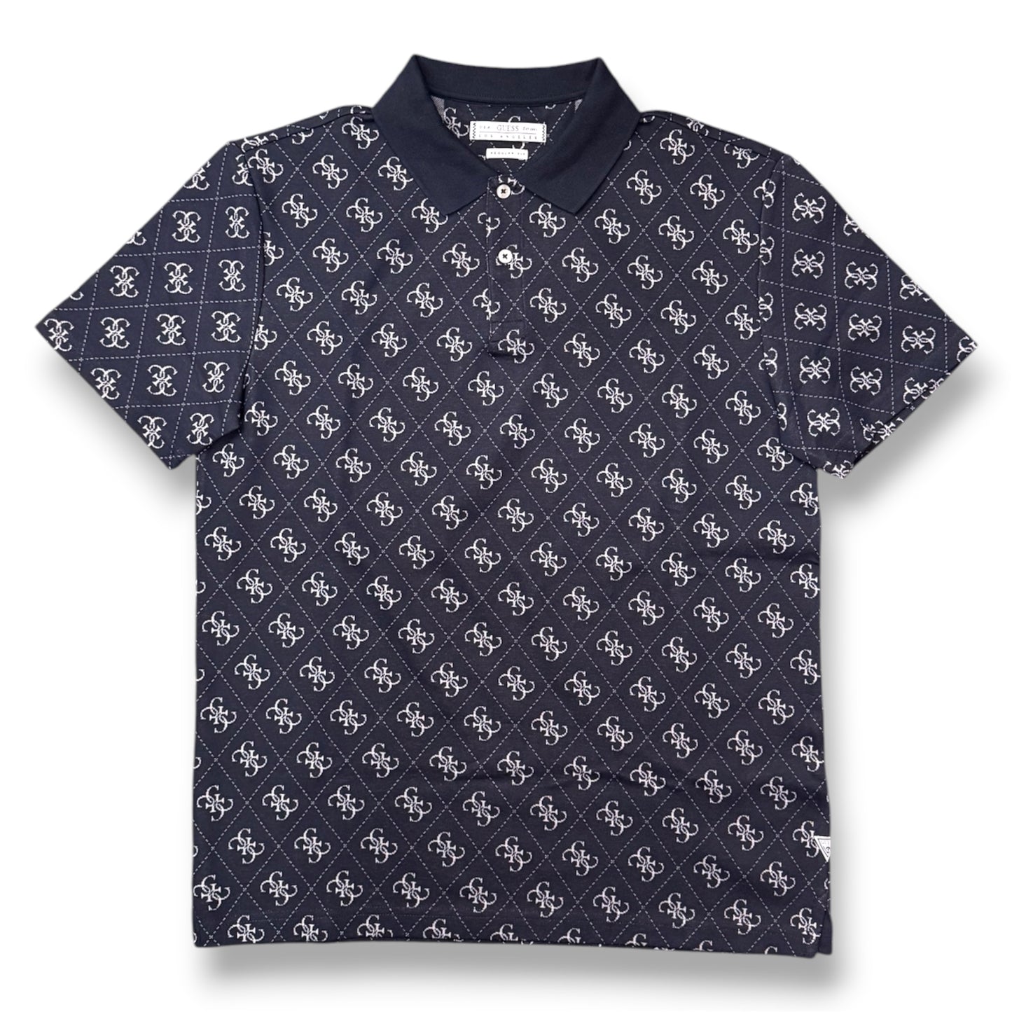GUESS- Polo Uomo, in maglina, Regular Fit, col.Blu a fantasia