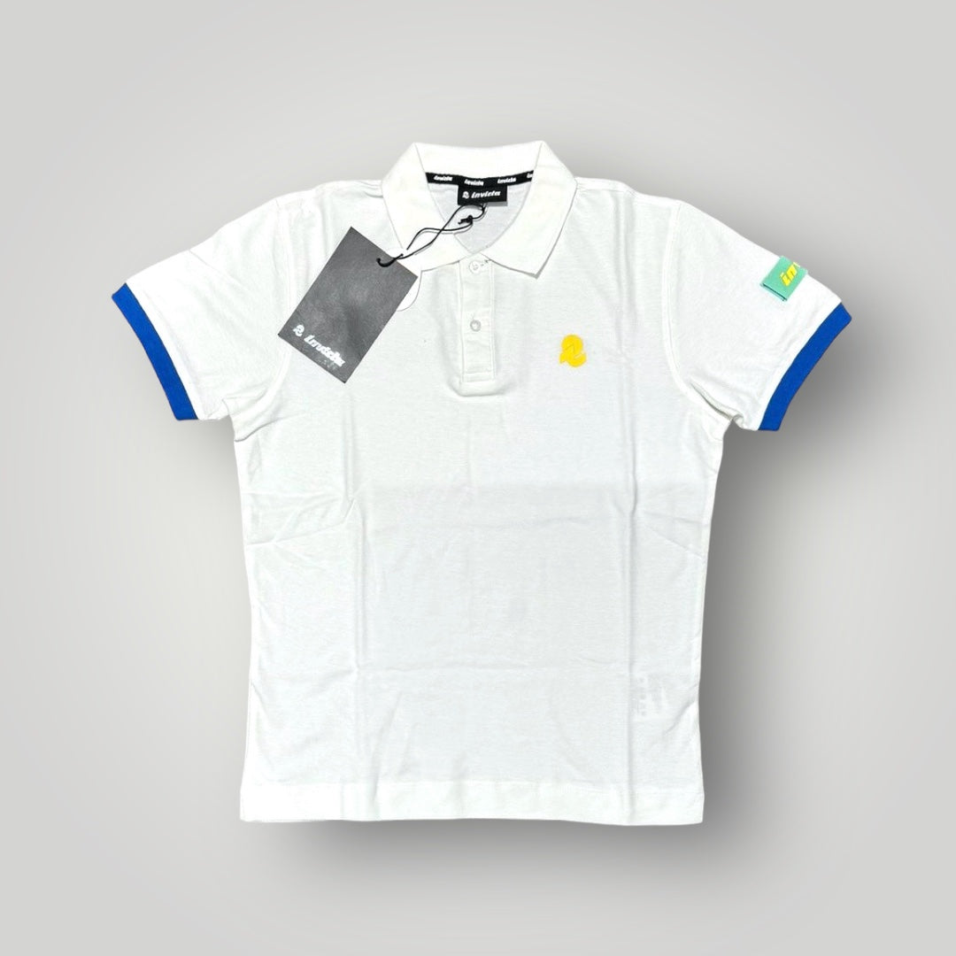 Polo INVICTA Uomo piquet con logo braccio e bordino alla manica, RegulrFit, col.bianco