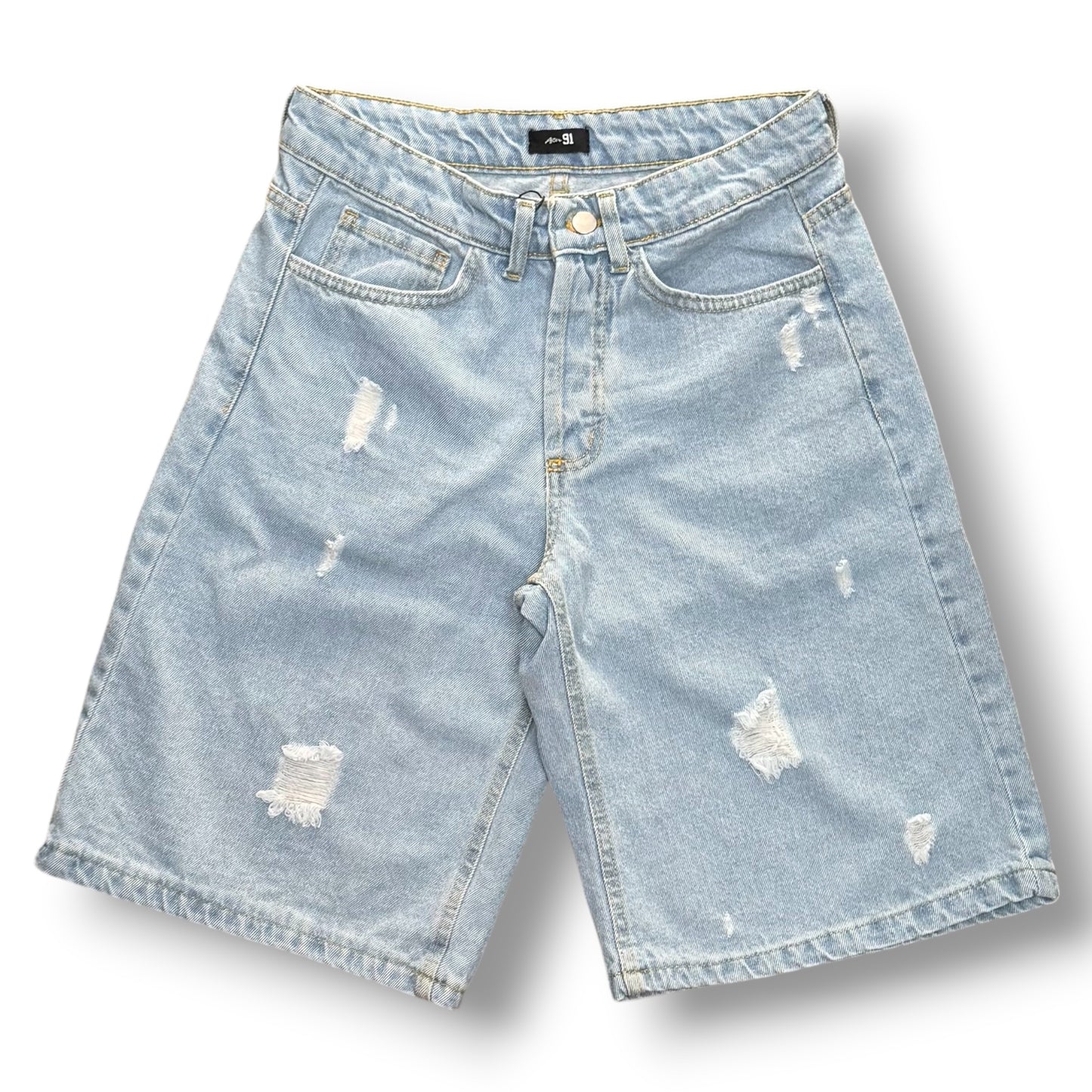 AFTER 91- Bermuda Uomo, gamba svasata, Col.Jeans chiaro