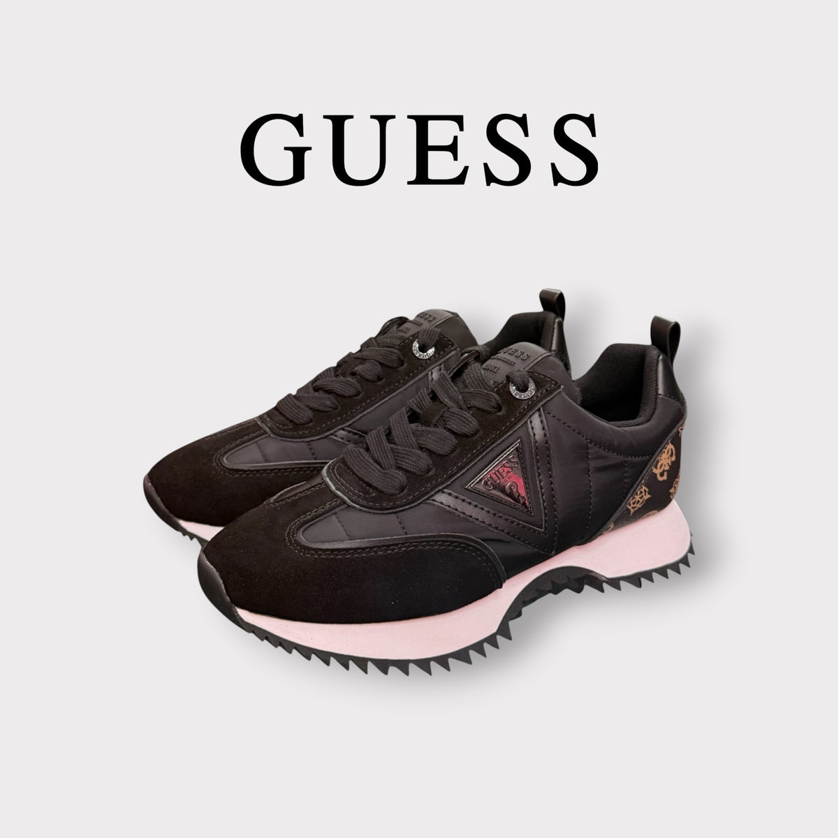 GUESS - Scarpe Donna, con inserti in tessuto tecnico, Col.Nero
