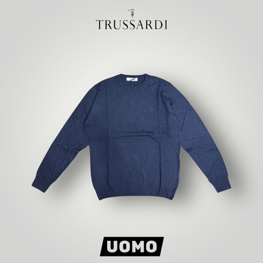Maglioncino TRUSSARDI Uomo, con logo ricamato lato cuore, col.Blue jeans