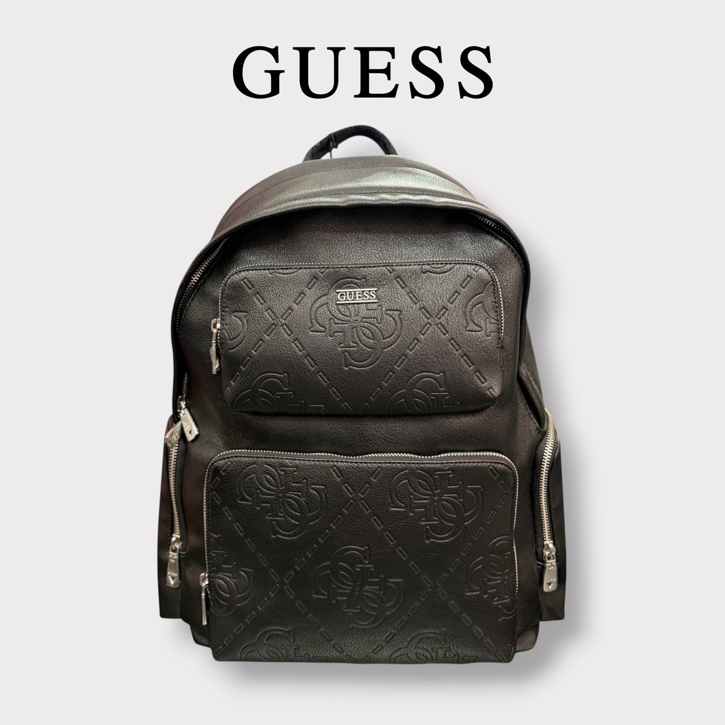 GUESS- Zaino Uomo, in pelle, logato, Col.Nero