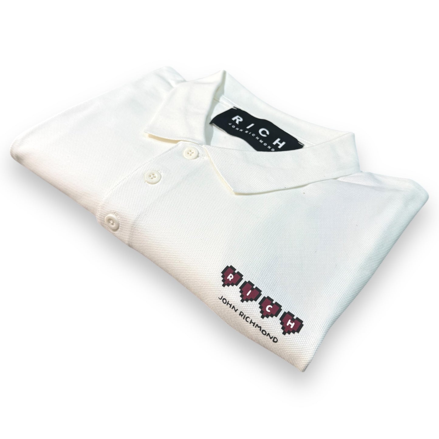 Polo RICHMOND Uomo,con stampa cuori ,Col.Bianco