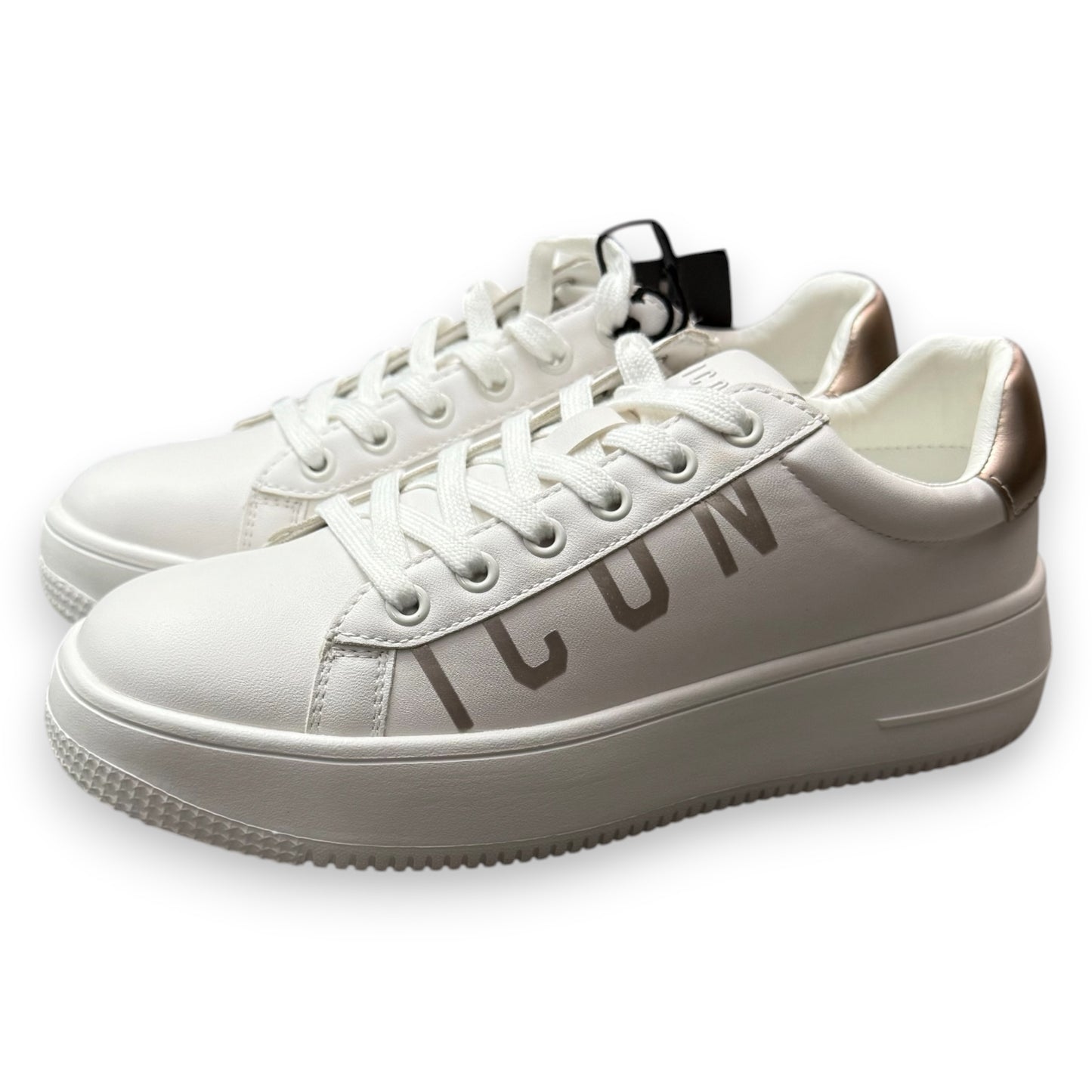 ICON- Scarpe Donna con logo laterale lucido, col.Bianco/RosaGold