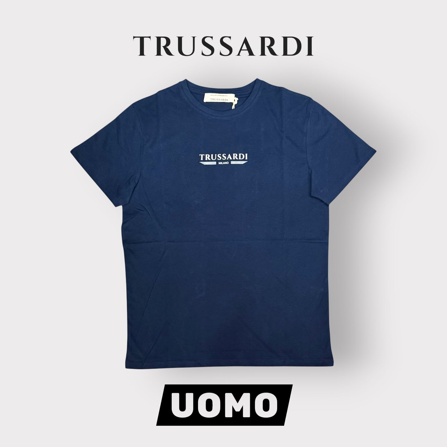 TRUSSARDI - T-Shirt Uomo con scritta frontale gommata, Col.Blu