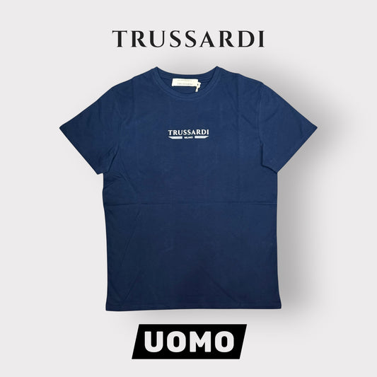TRUSSARDI - T-Shirt Uomo con scritta frontale gommata, Col.Blu