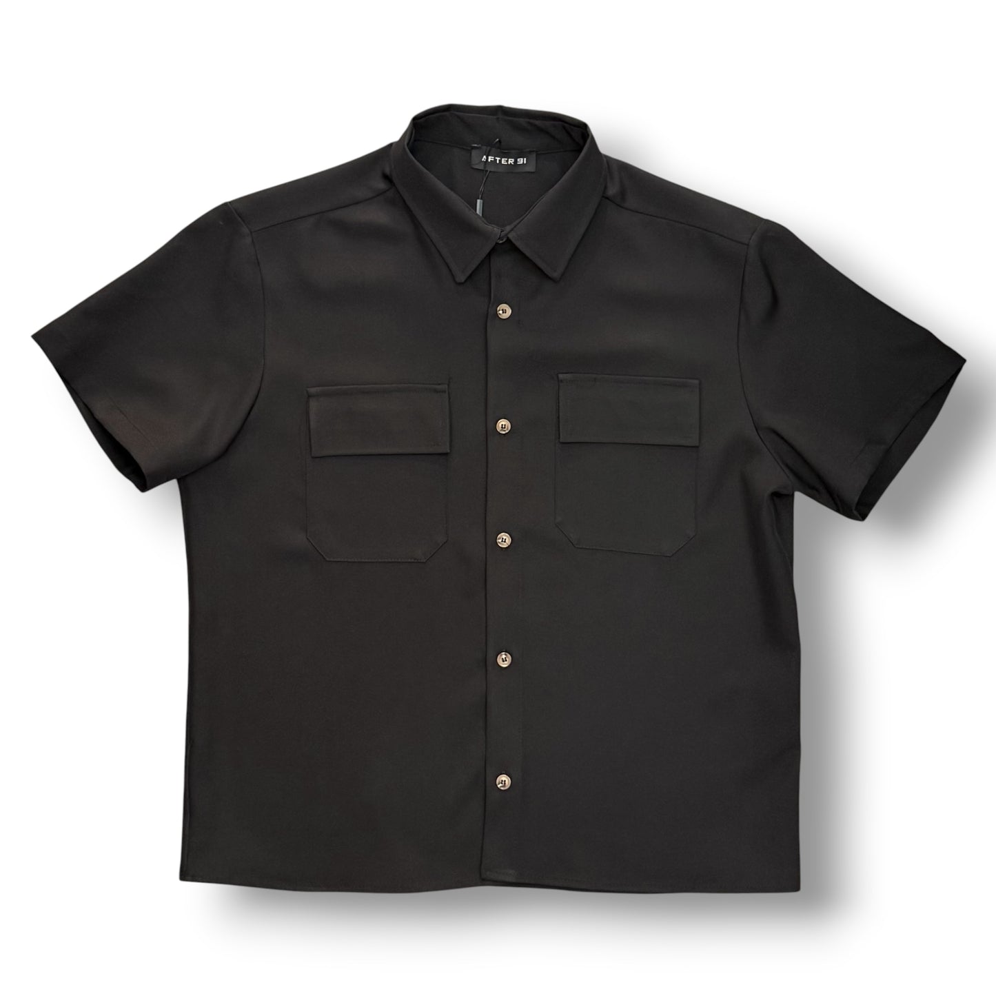 AFTER 91- Camicia Uomo mezza manica,Boxy Fit, Col.Nero