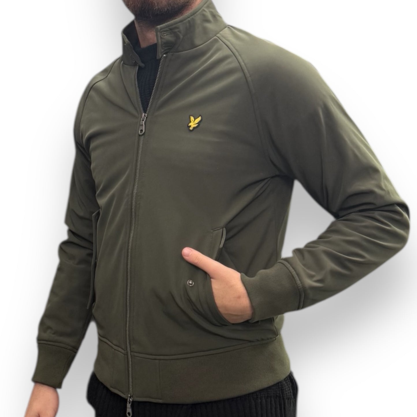 Giubbotto  LYLE&SCOTT, con interno in flanella, mod.Softshell Harrington Jacket, Col.Olive
