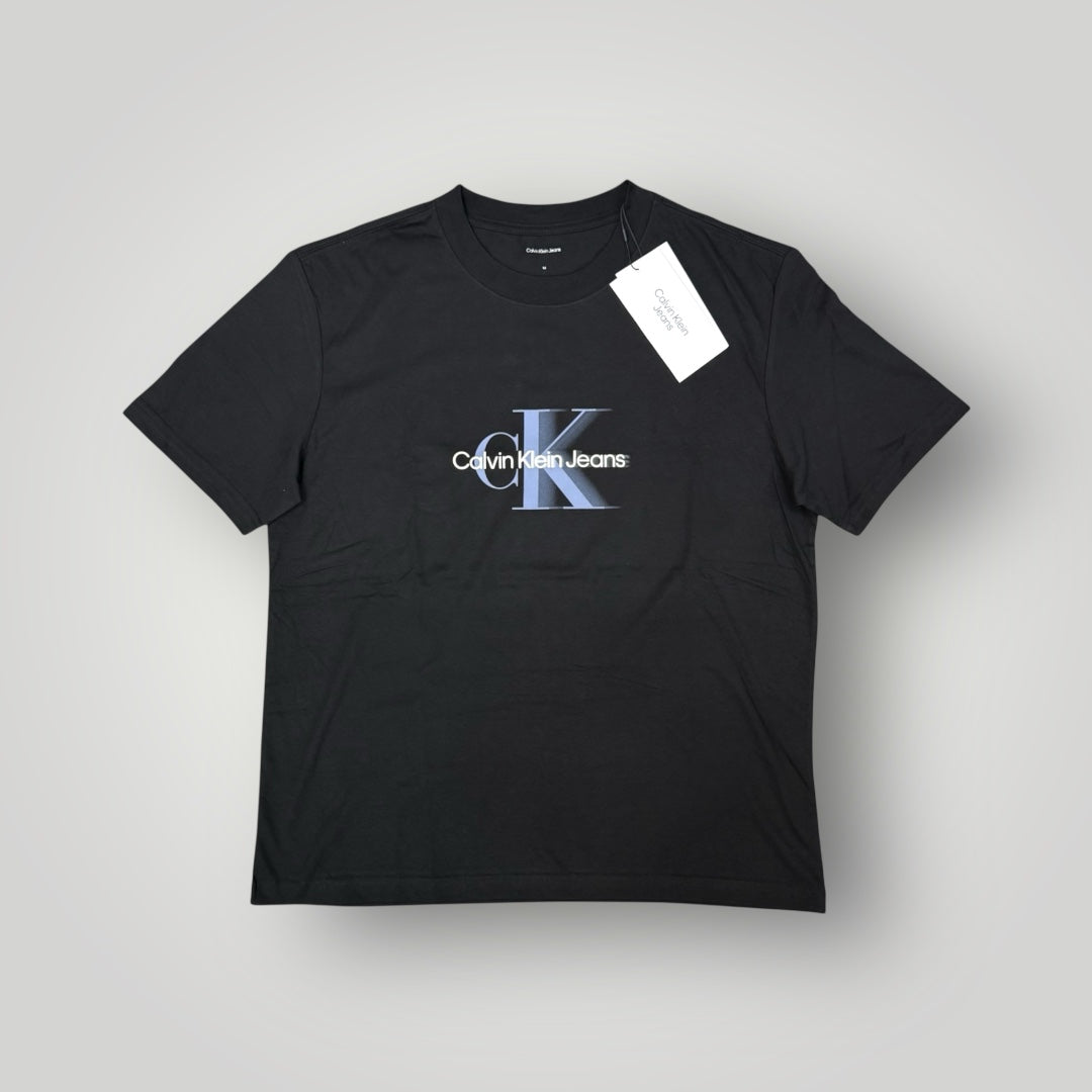 T-shirt CALVIN KLEIN, con stampa frontale azzurra, Col.Nero