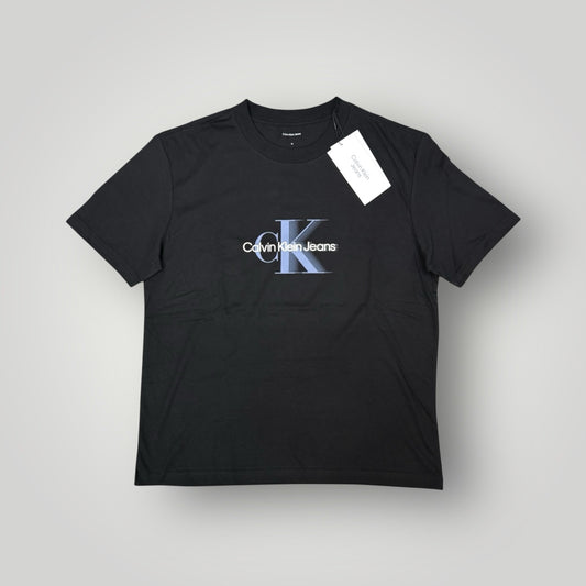 T-shirt CALVIN KLEIN, con stampa frontale azzurra, Col.Nero