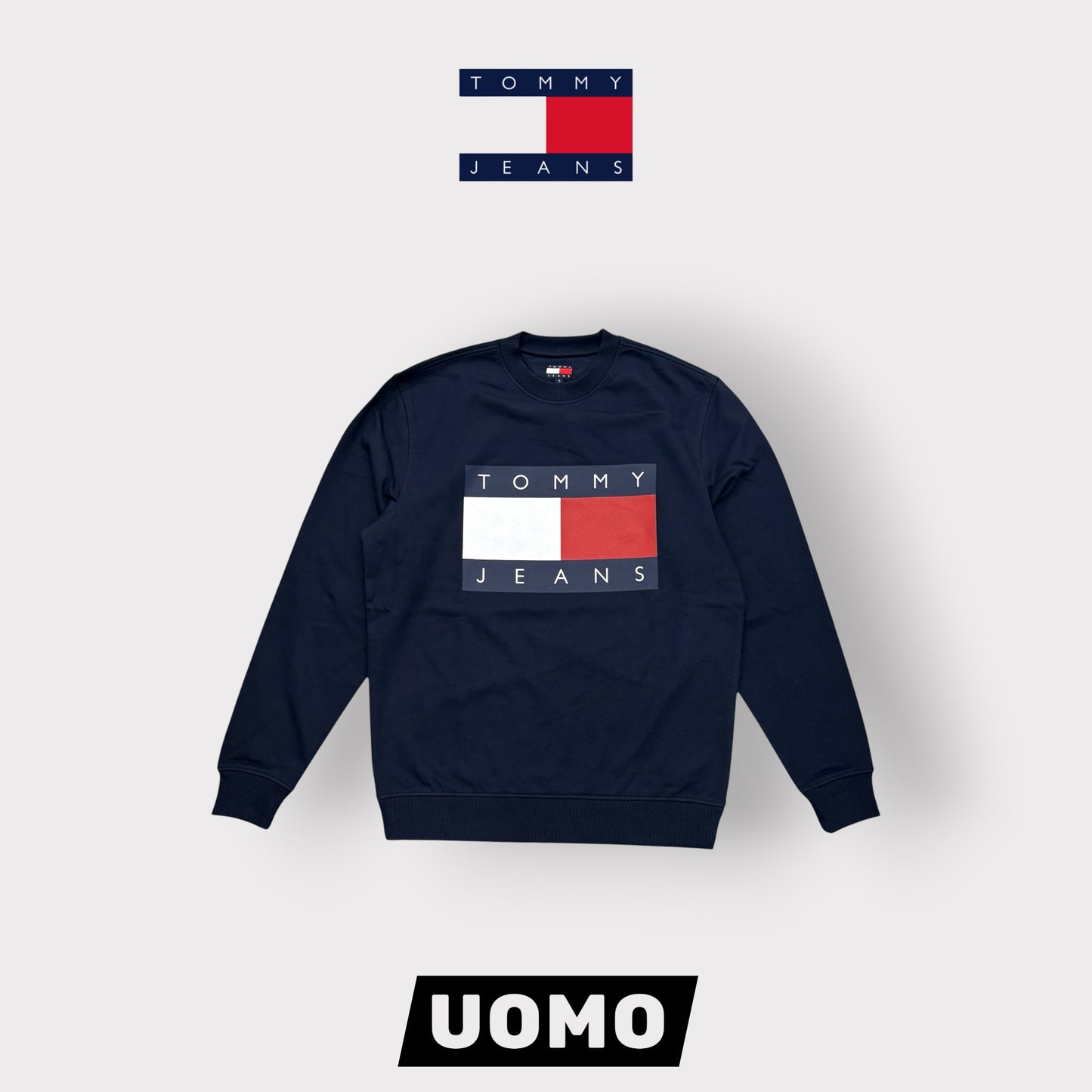 TOMMY HILFIGER-Felpa estiva Uomo, con stampa frontale, tex.cotone garzato, Col.Blu
