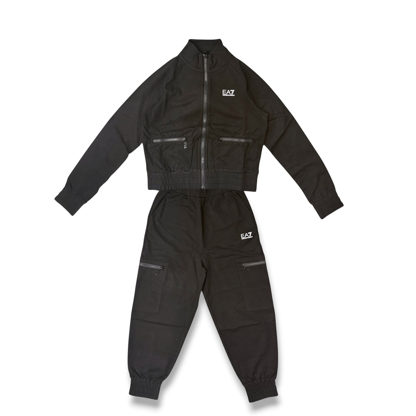 EA7 EMPORIO ARMANI- Tuta completa Donna senza cappuccio, con zip, primaverile, Col.Nero