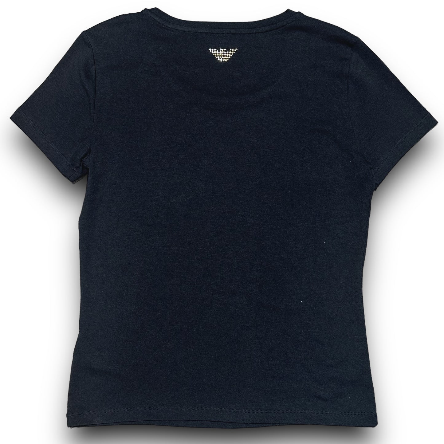 T-shirt EA7 Emporio Armani Donna Nera con stampa brillantinata oro frontale in rilievo, SlimFit