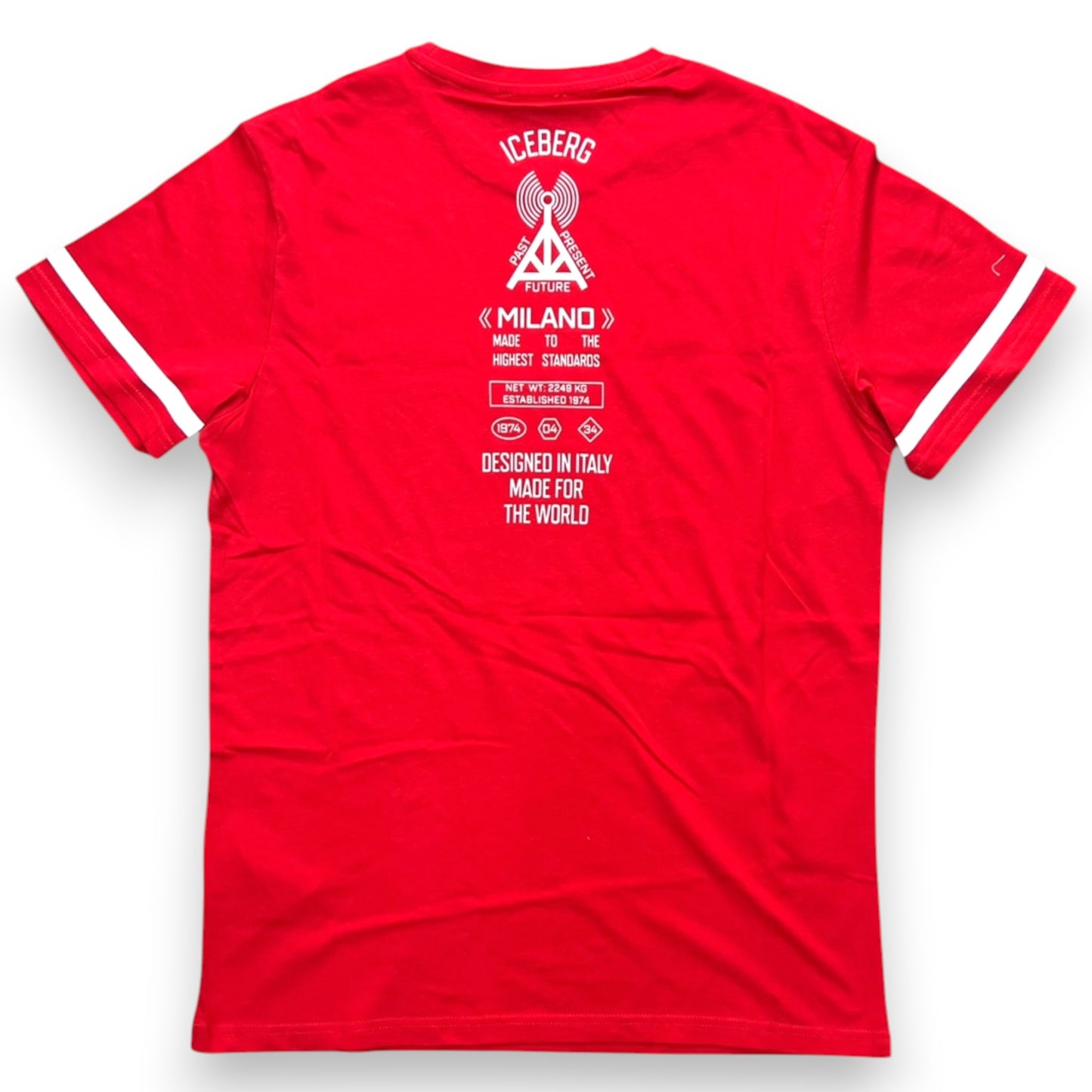 ICEBERG BEACHWEAR- T-shirt Uomo, stampa frontale e sulla schiena, col.Rosso