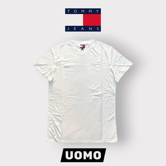 TOMMY JEANS - T-Shirt Uomo con logo lato cuore, Col.Bianco