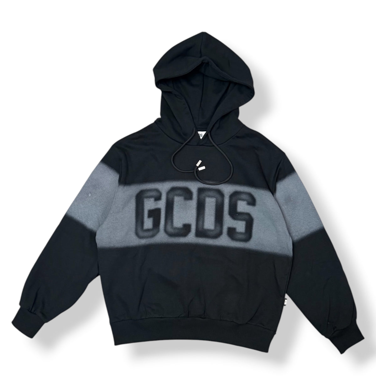 GCDS - Felpa con cappuccio, effetto fumè, Col.Nero