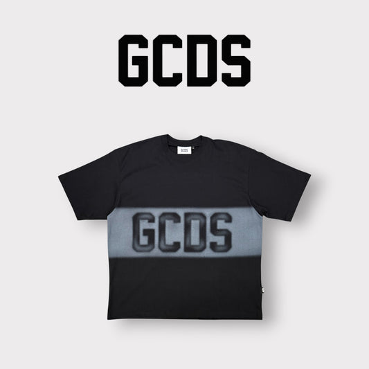 GCDS- T-shirt, effetto fumè, col.Nero