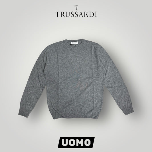 Maglioncino TRUSSARDI Uomo, con logo ricamato lato cuore, col.Grigio scuro